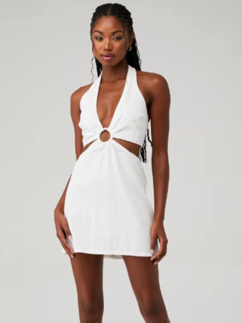 SHOW ME YOUR MUMU Women's Oslo O-Ring Mini Dress in White Size Xs